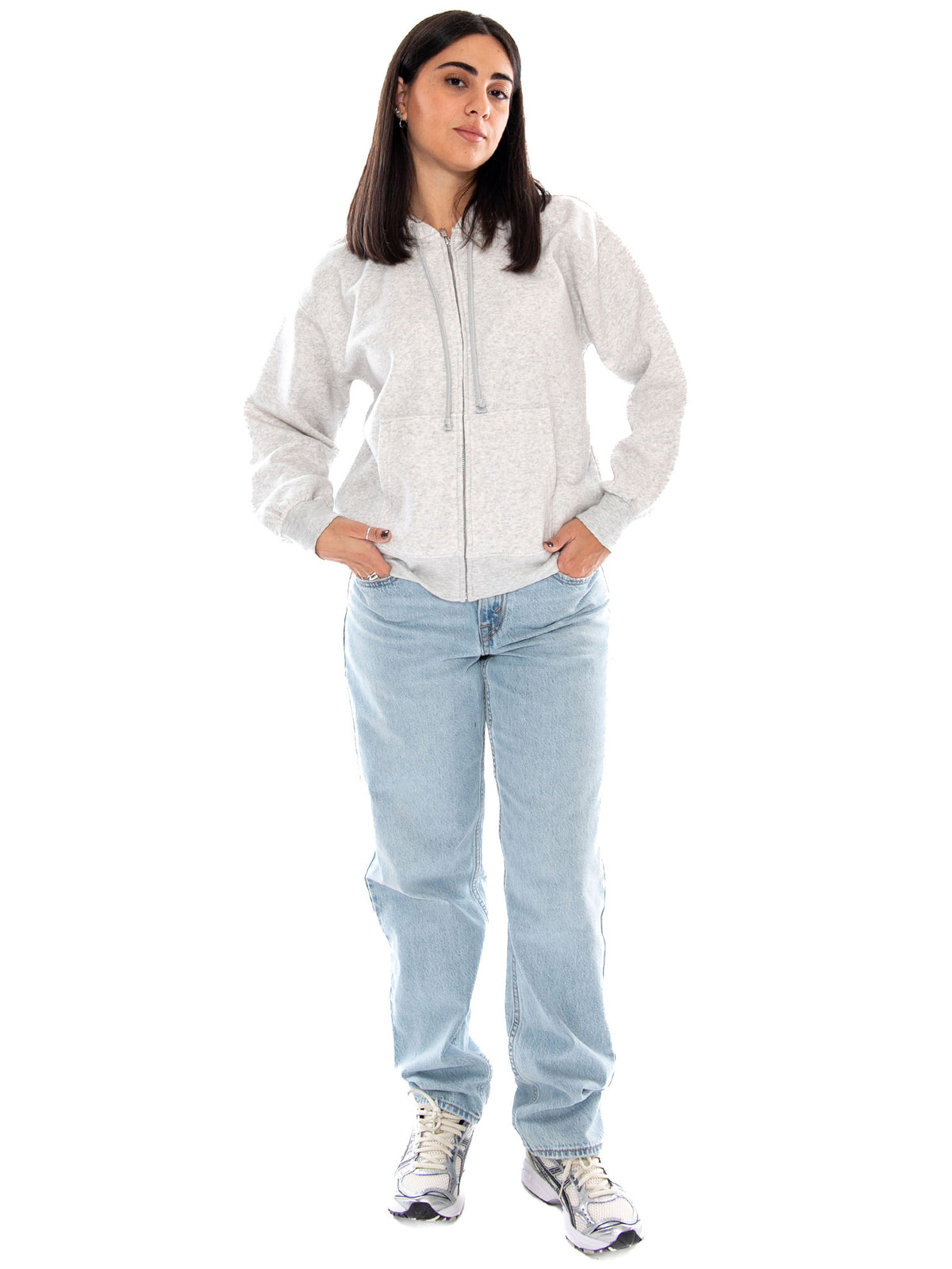 Levi's Everyday Full Zip Hoodie Sweatshirt Frost Grey Heather - Felpa Donna Grigia 0082L 0005 LEVIS 