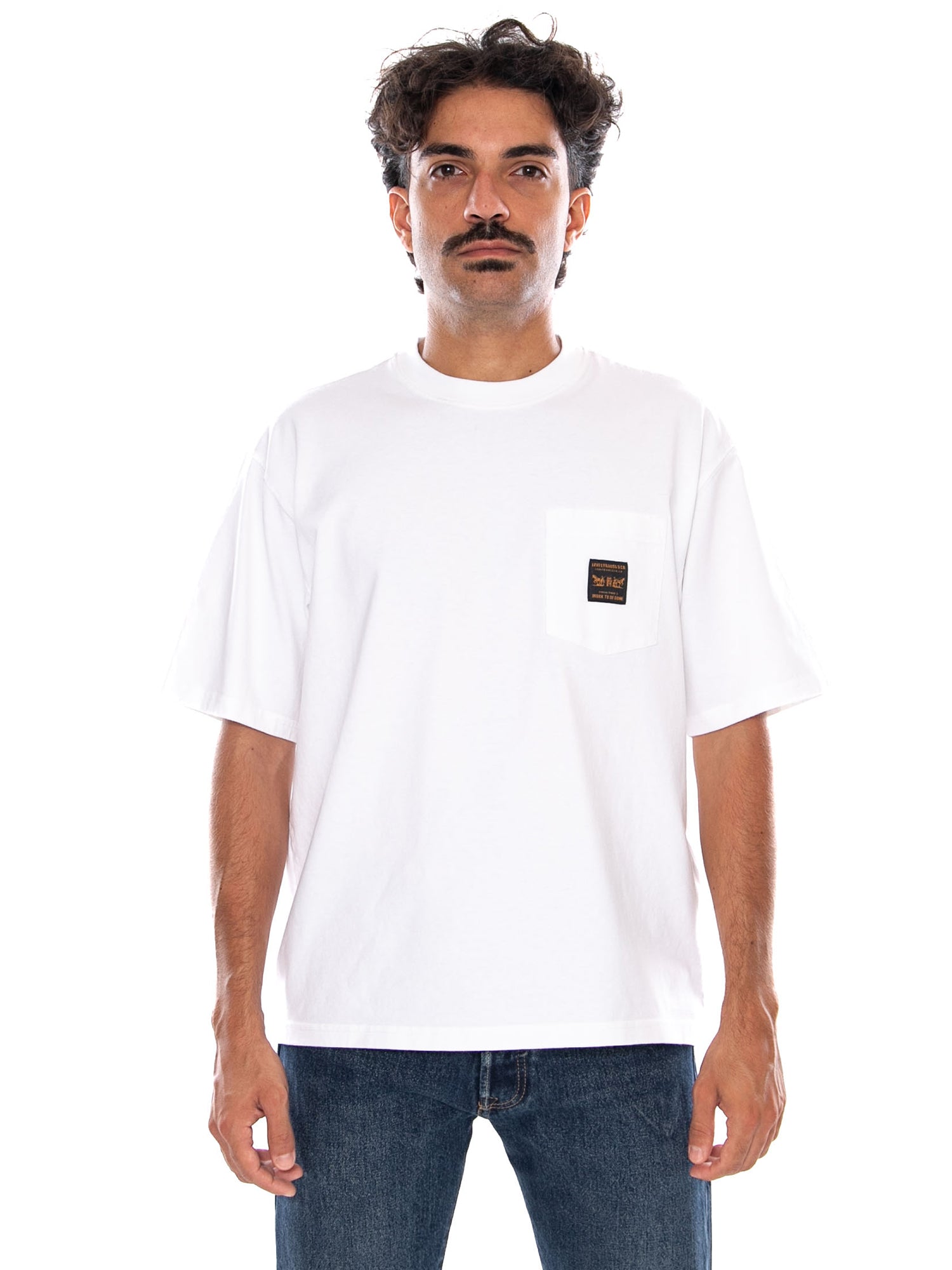 CARHARTT WIP SS WORKWEAR PKT TEE PORTER STRIPE MEDIUM WHITE - Maglietta Girocollo Uomo Bianca 008AB 0008 LEVIS 
