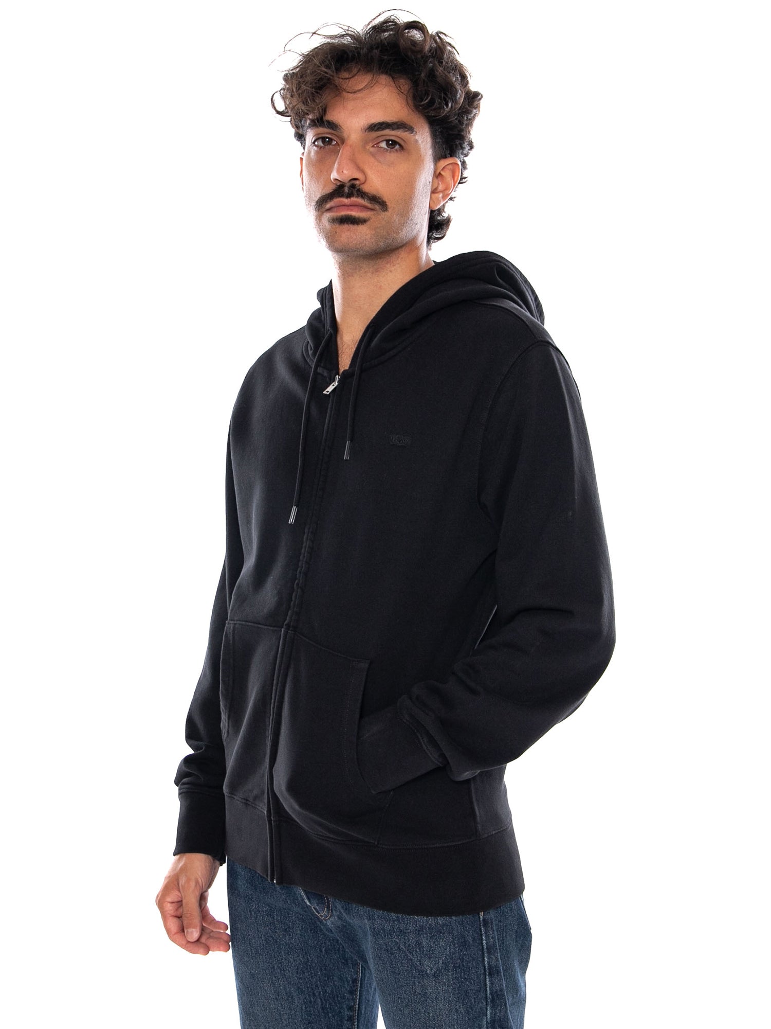 LEVI'S THE ORIGINAL HM ZIP UP MINERAL BLACK - Felpa con Cappuccio e Zip Uomo Nera 34584 0047 LEVIS 