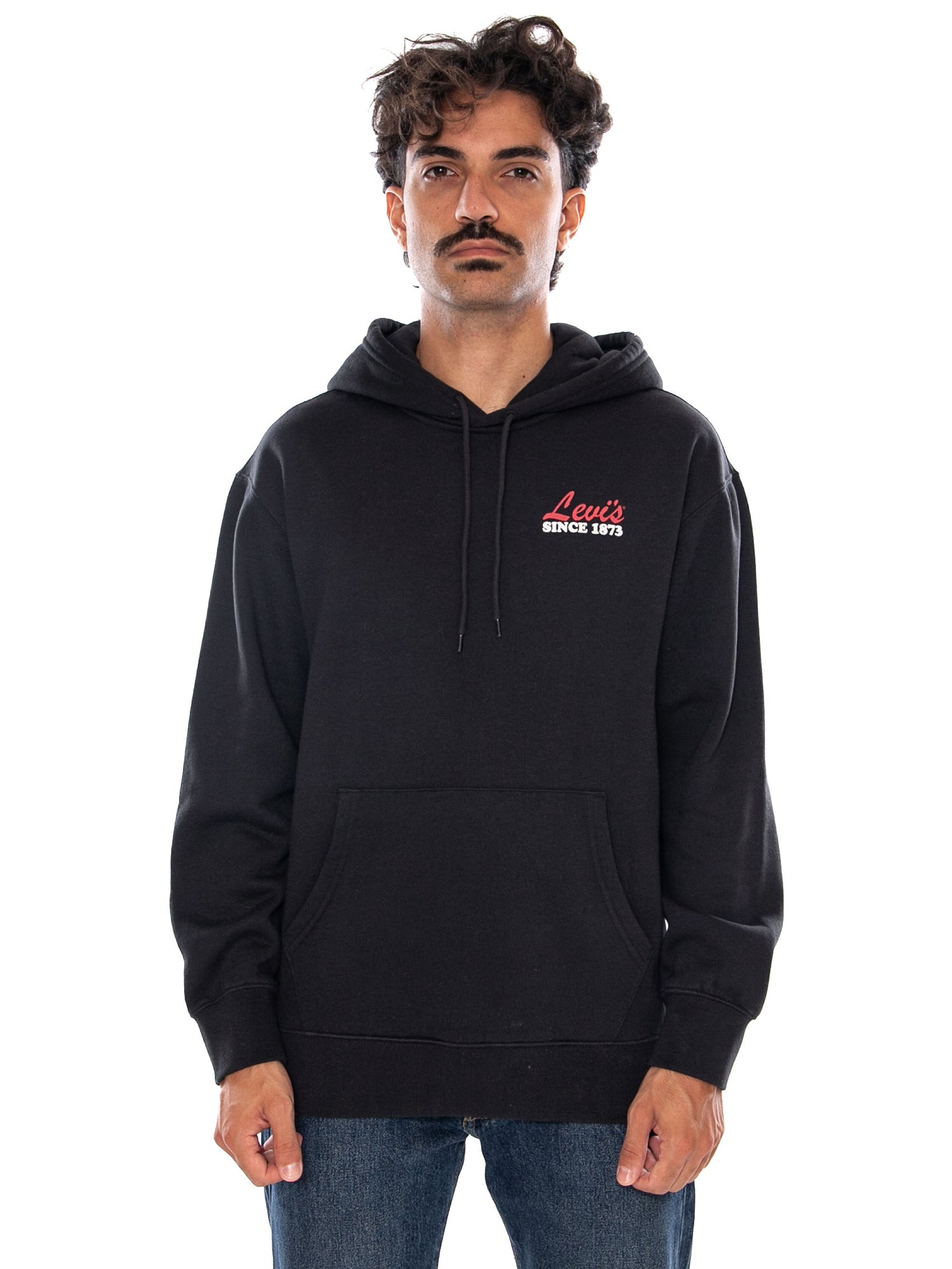 LEVI'S RELAXED GRAPHIC PO BIG APPLE RECORDS 1.1 BLACK - Felpa con Cappuccio Uomo Nera 38479 0474 LEVIS 