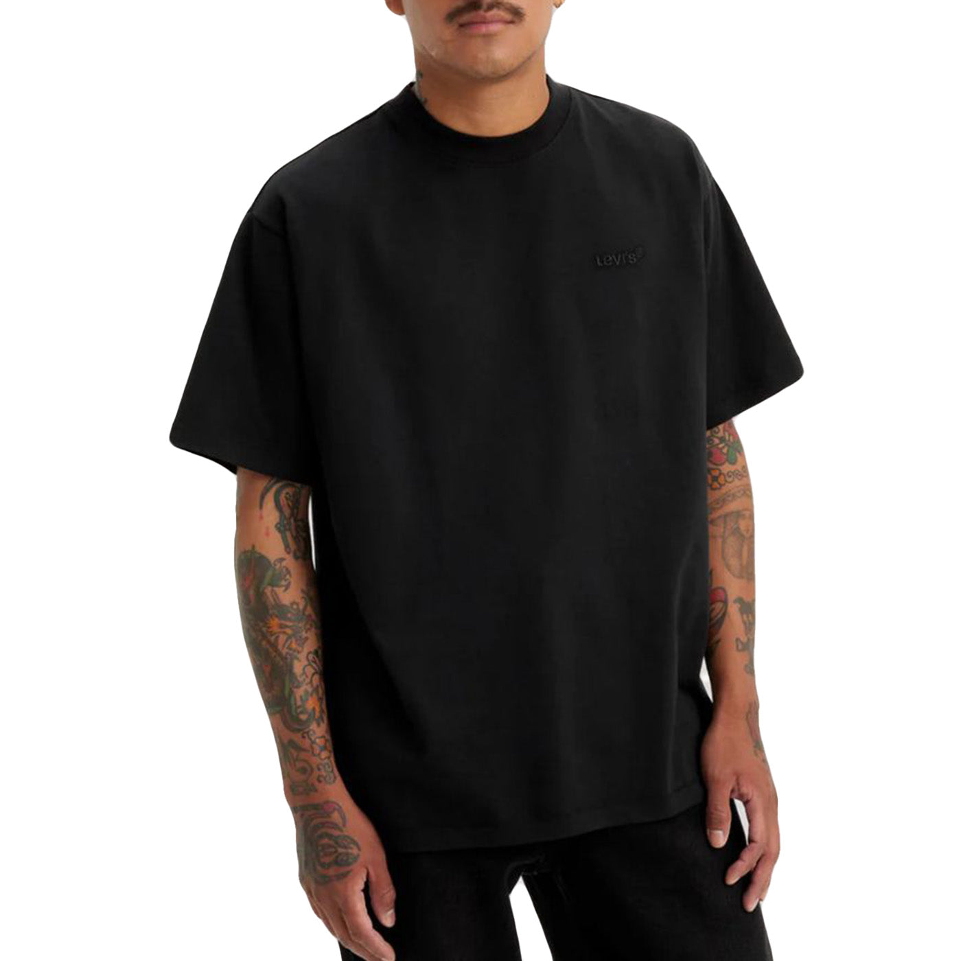 RED TAB VINTAGE TEE MINERAL BLACK GARMENT - Maglietta Girocollo Uomo Nera A0637 0001 LEVIS 