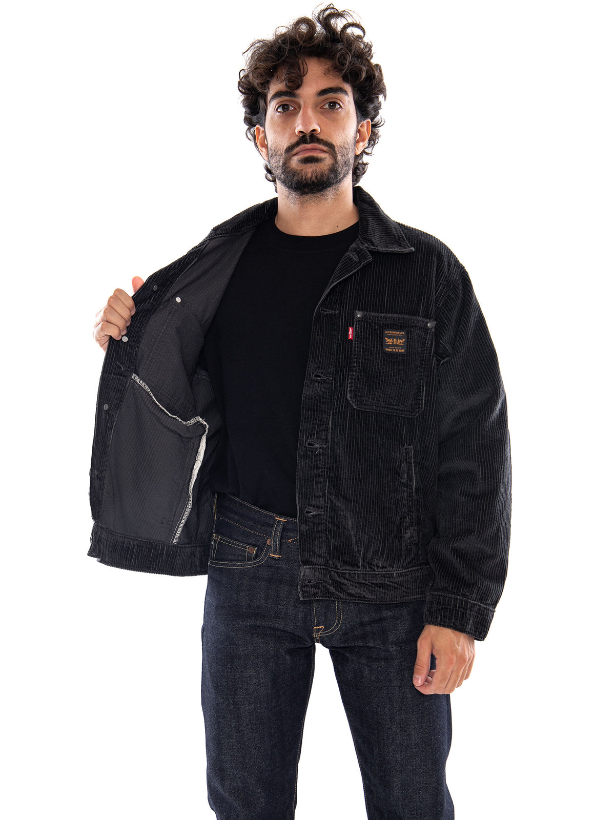 Levi's Sunrise Trucker Desert Palm Corduroy Black - Giacca Uomo Nera<BR/><BR/> A4820 0029 LEVIS 