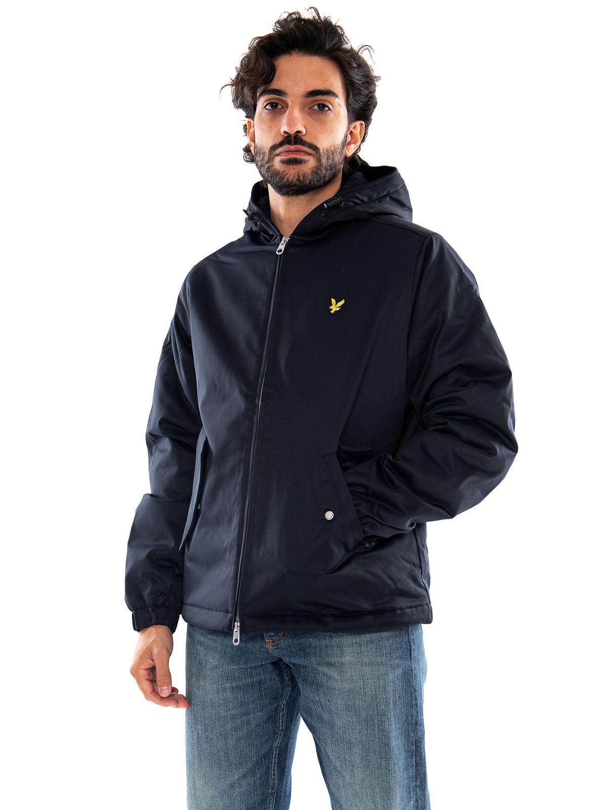 Lyle & Scott Padded Hooded Zip Through Jacket Dark Navy - Giacca Uomo Imbottita con Cappuccio Blu Navy JK2514V Z271 LYLE & SCOTT 