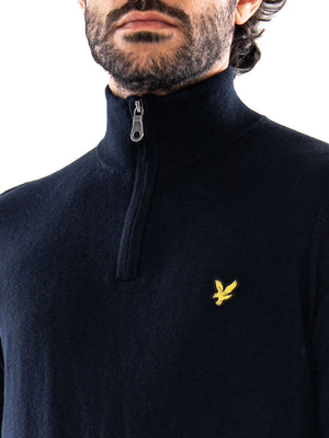 Lyle & Scott Cotton Merino Quarter Zip Jumper Dark Navy - Maglione Uomo Blu Navy KN2112VC Z271 LYLE & SCOTT 