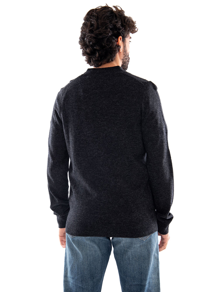 Lyle & Scott Lambswool Blend V Neck Cardigan Jet Black Marl - Cardigan Uomo con Scollo a V Nero Mélange<BR/><BR/> KN2546V W155 LYLE & SCOTT 