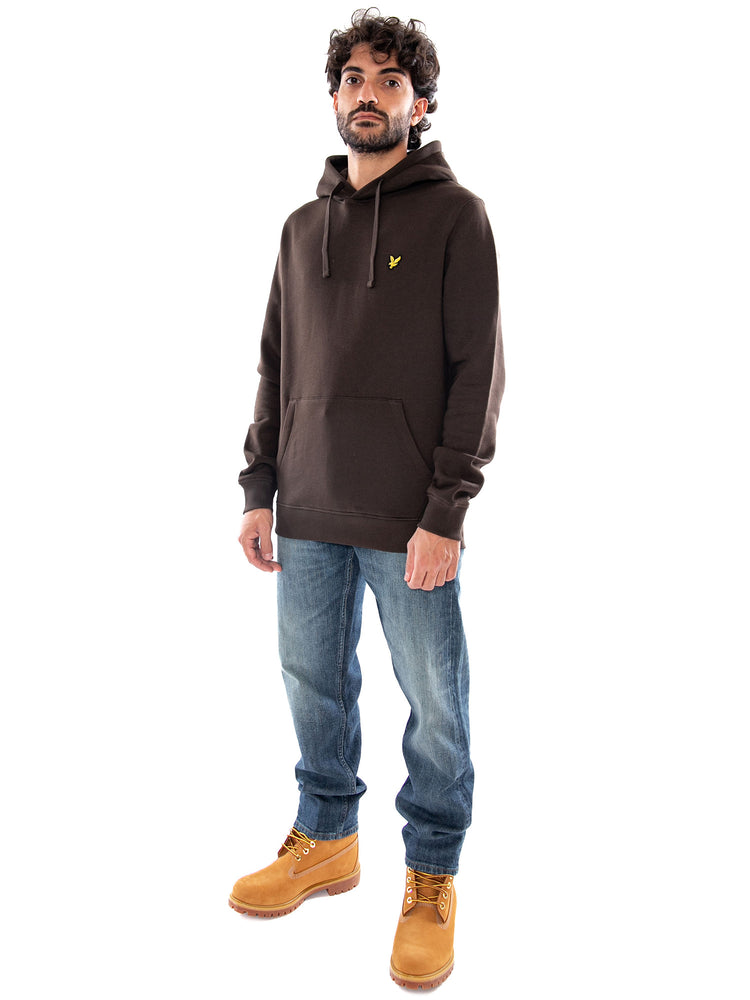 Lyle & Scott Brushback Pullover Hoodie Ebony - Felpa Uomo con Cappuccio Marrone ML1139V Y176 LYLE & SCOTT 