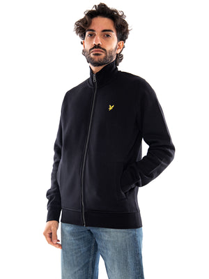 Lyle & Scott Brushback Full Zip Jet Black - Felpa Uomo con Zip Intera Nera<BR/><BR/><BR/> ML2148V Z865 LYLE & SCOTT 