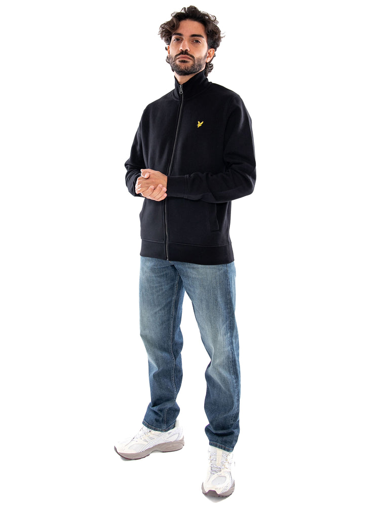 Lyle & Scott Brushback Full Zip Jet Black - Felpa Uomo con Zip Intera Nera<BR/><BR/><BR/> ML2148V Z865 LYLE & SCOTT 
