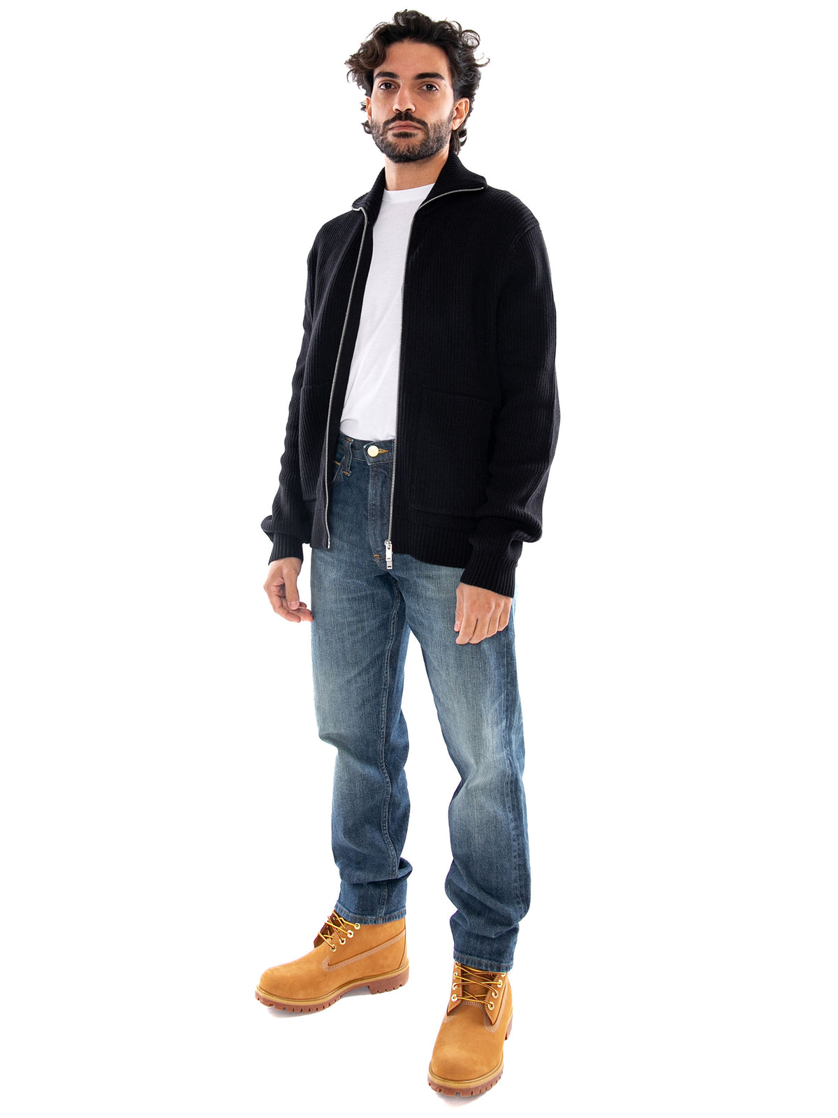 Only & Sons ONSSTAY REG Zip Cardigan Knit FRML Black - Cardigan Uomo in Maglia con Zip Nero<BR/><BR/> 22039396 5076215 ONLY & SONS 