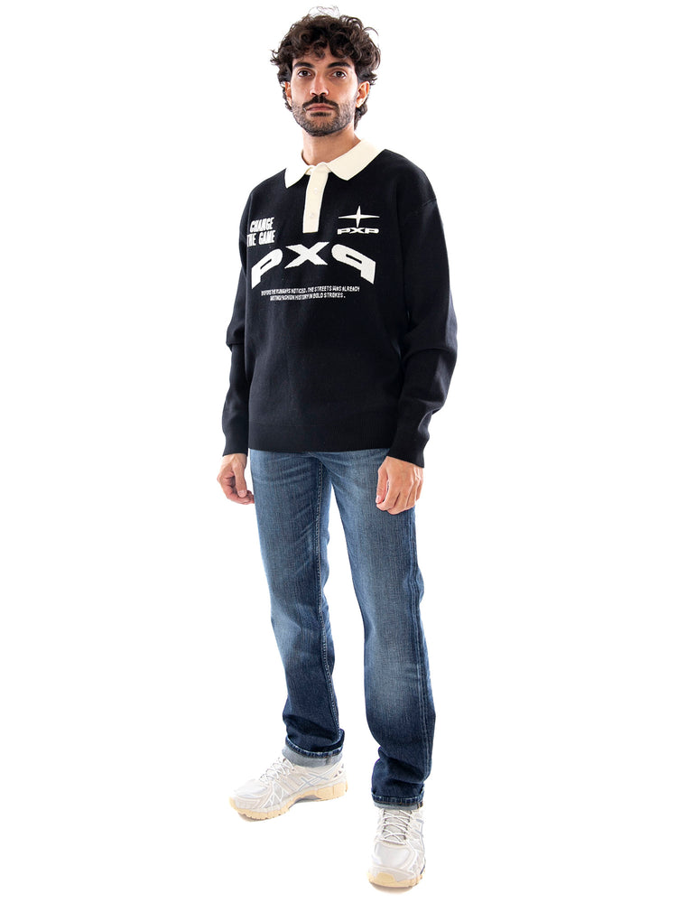 PXP Pulls Black - Maglia Polo Uomo Nera 2661014 BKCC PXP 