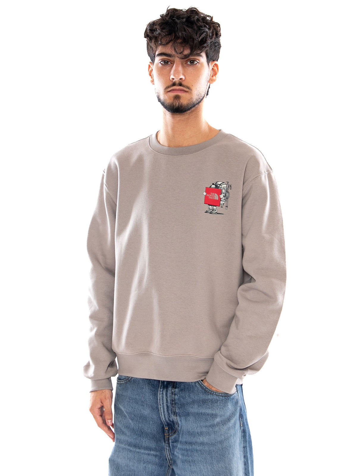 U GEAR UP GET OUT RLX CREW-GRAPHIC STONE SLAB - Felpa Uomo Beige NF0A8JB5 2MB1 THE NORTH FACE 