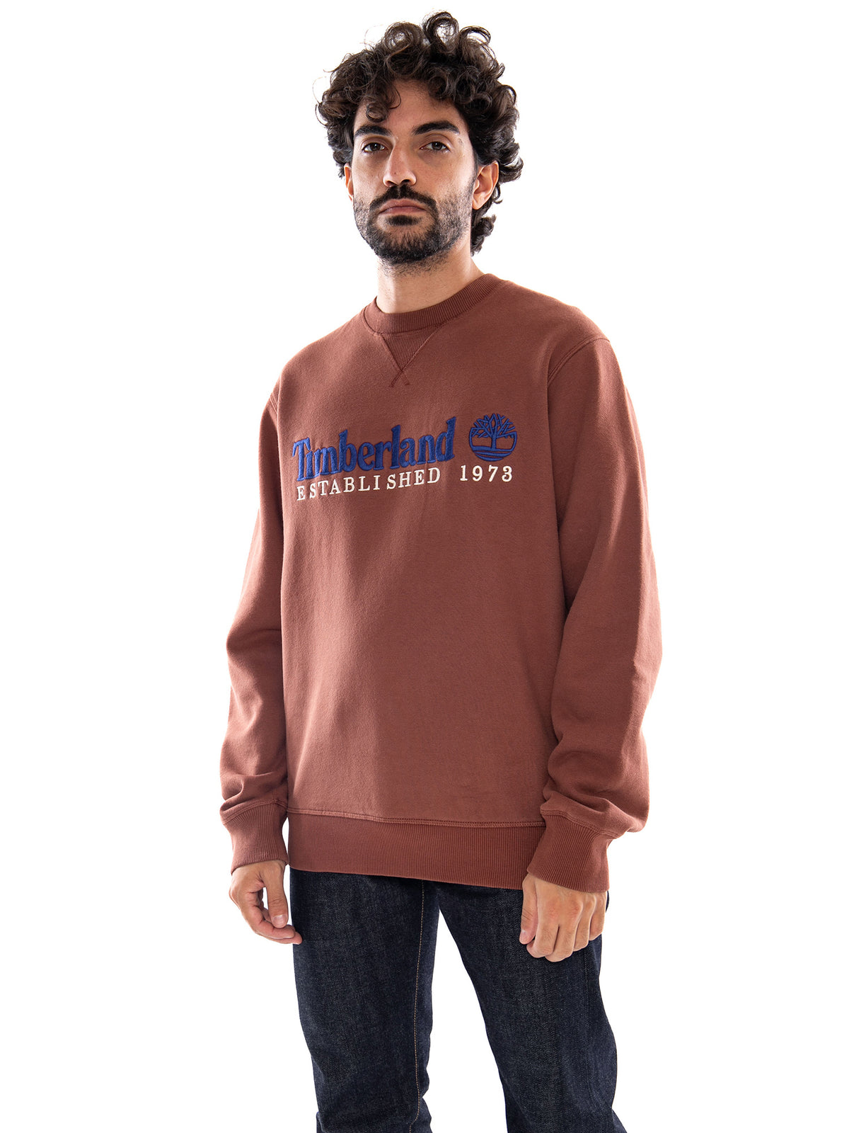 Timberland Est 1973 Logo BB Crew Brownout - Felpa Uomo Marrone TBC0YHB7 AIM1 TIMBERLAND 
