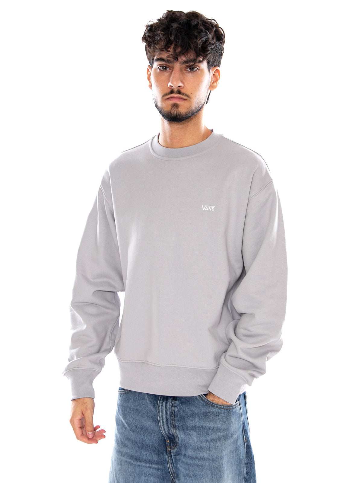 LEFT CHEST II CREW LIGHT GREY - Felpa Uomo Grigia VN0010G7 LTG1 VANS 