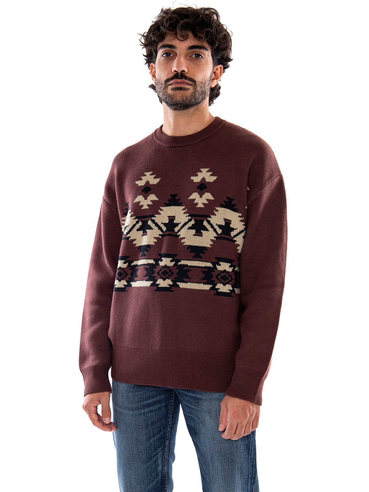 Wrangler Pull Over Sweater Butter Chocolate Brown - Maglia Uomo Marrone 112387004 BRN WRANGLER 