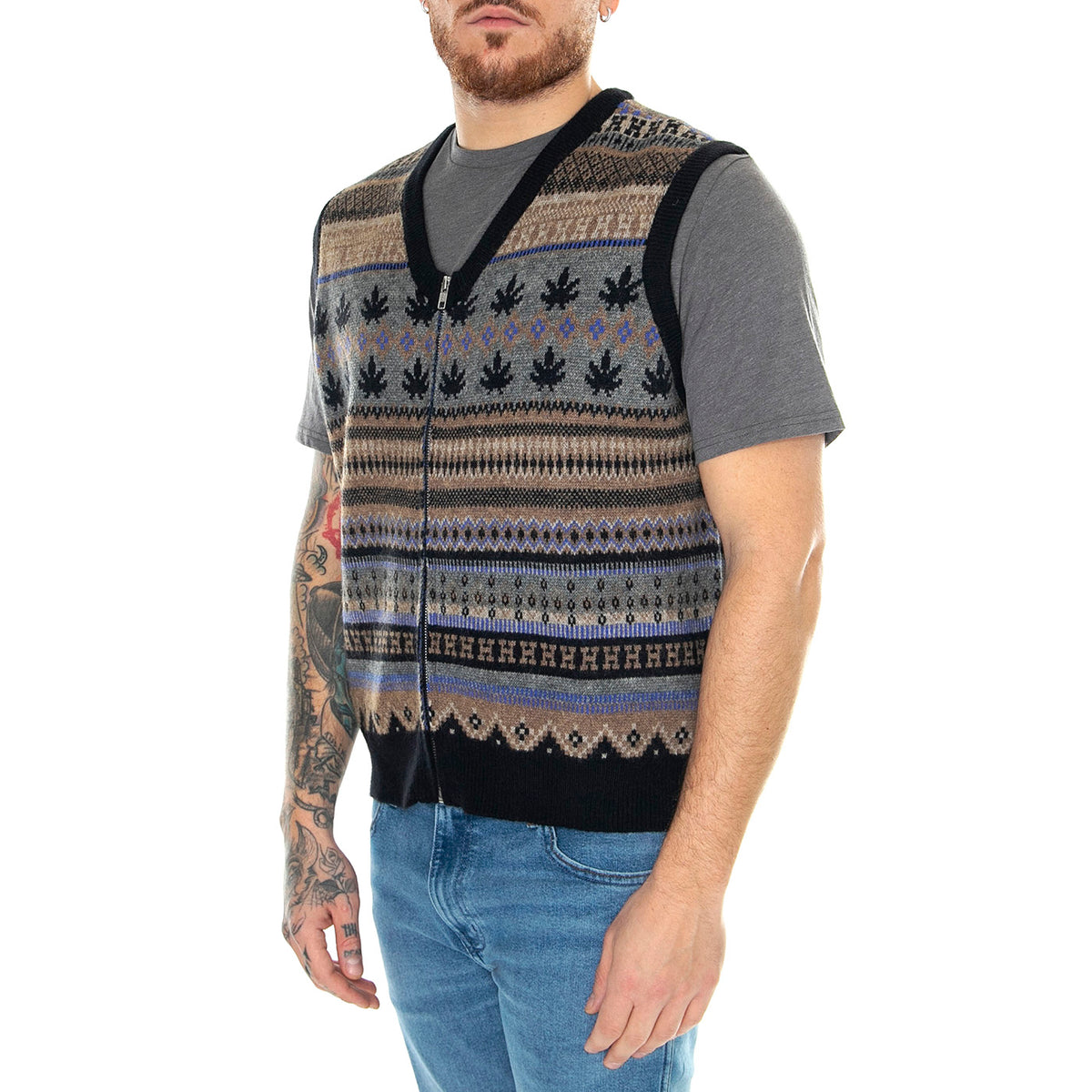 Gilber Sweater Vest Multi - Cardigan Uomo Multicolore KN00472-MULTI . HUF 
