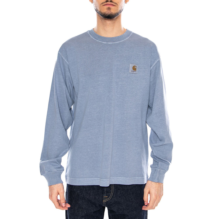 L/S Nelson T-Shirt Gentle Blue - Maglietta Girocollo Maniche Lunghe Uomo Blu I029948 3HXGD CARHARTT WIP 