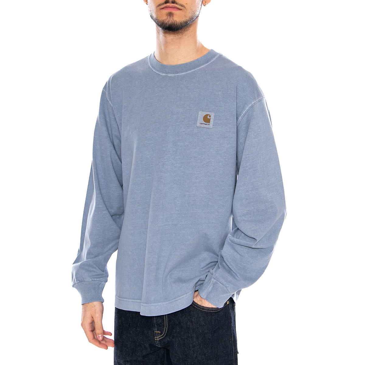 L/S Nelson T-Shirt Gentle Blue - Maglietta Girocollo Maniche Lunghe Uomo Blu I029948 3HXGD CARHARTT WIP 