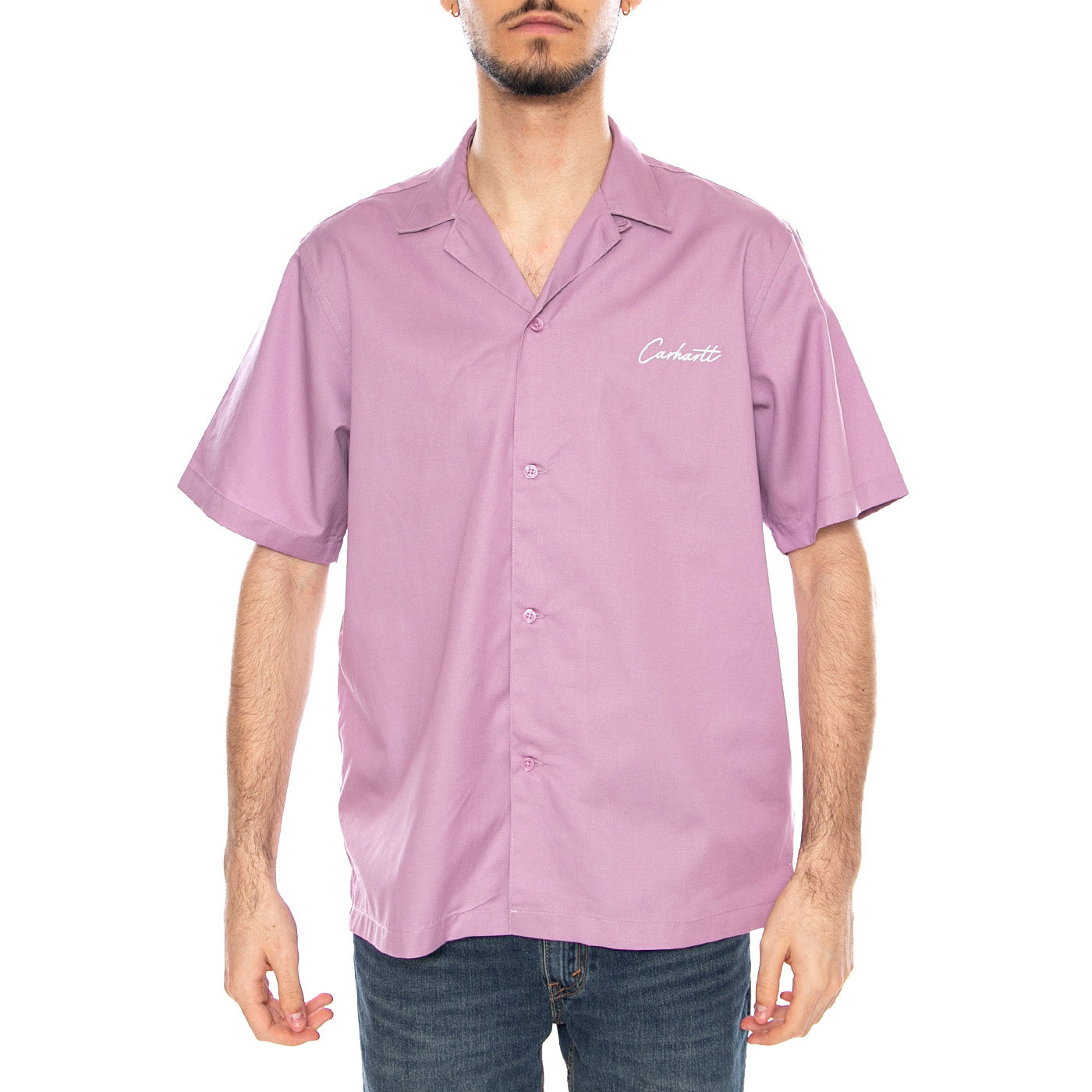 S/S Delray Shirt Gentle Purple / White - Camicia Maniche Corte Uomo Viola I031465 3N7XX CARHARTT WIP 