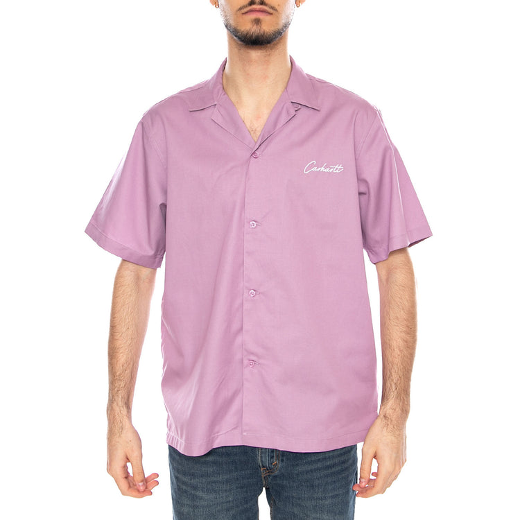 S/S Delray Shirt Gentle Purple / White - Camicia Maniche Corte Uomo Viola I031465 3N7XX CARHARTT WIP 