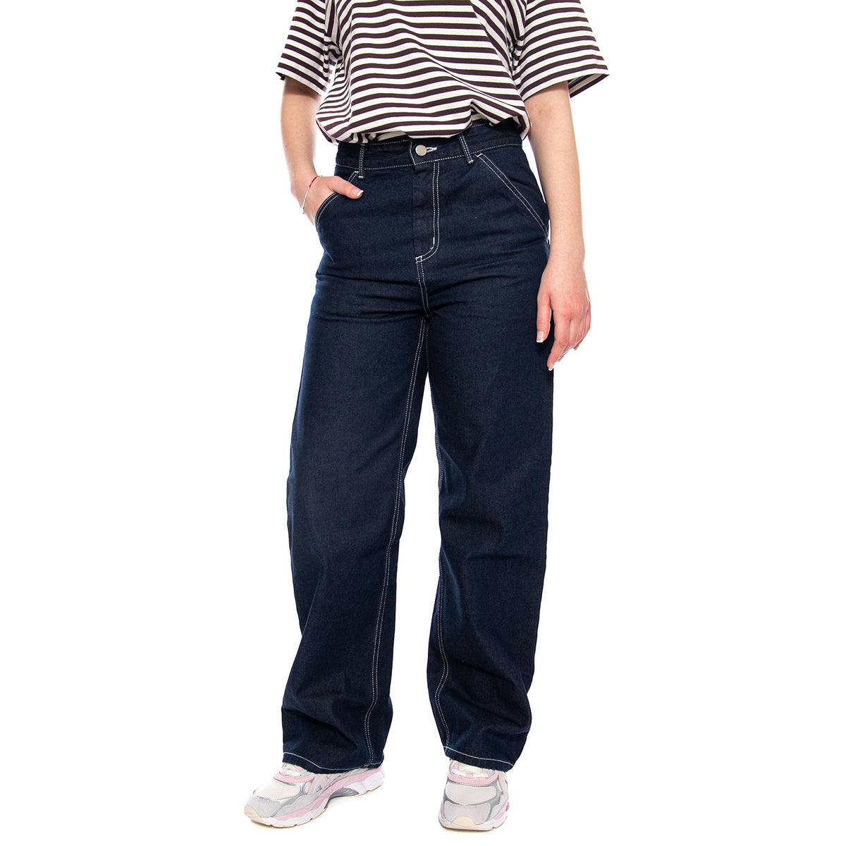 W' Simple Pant Blue - Pantaloni Denim Jeans Donna Blu Scuro I031924 012Y CARHARTT WIP 