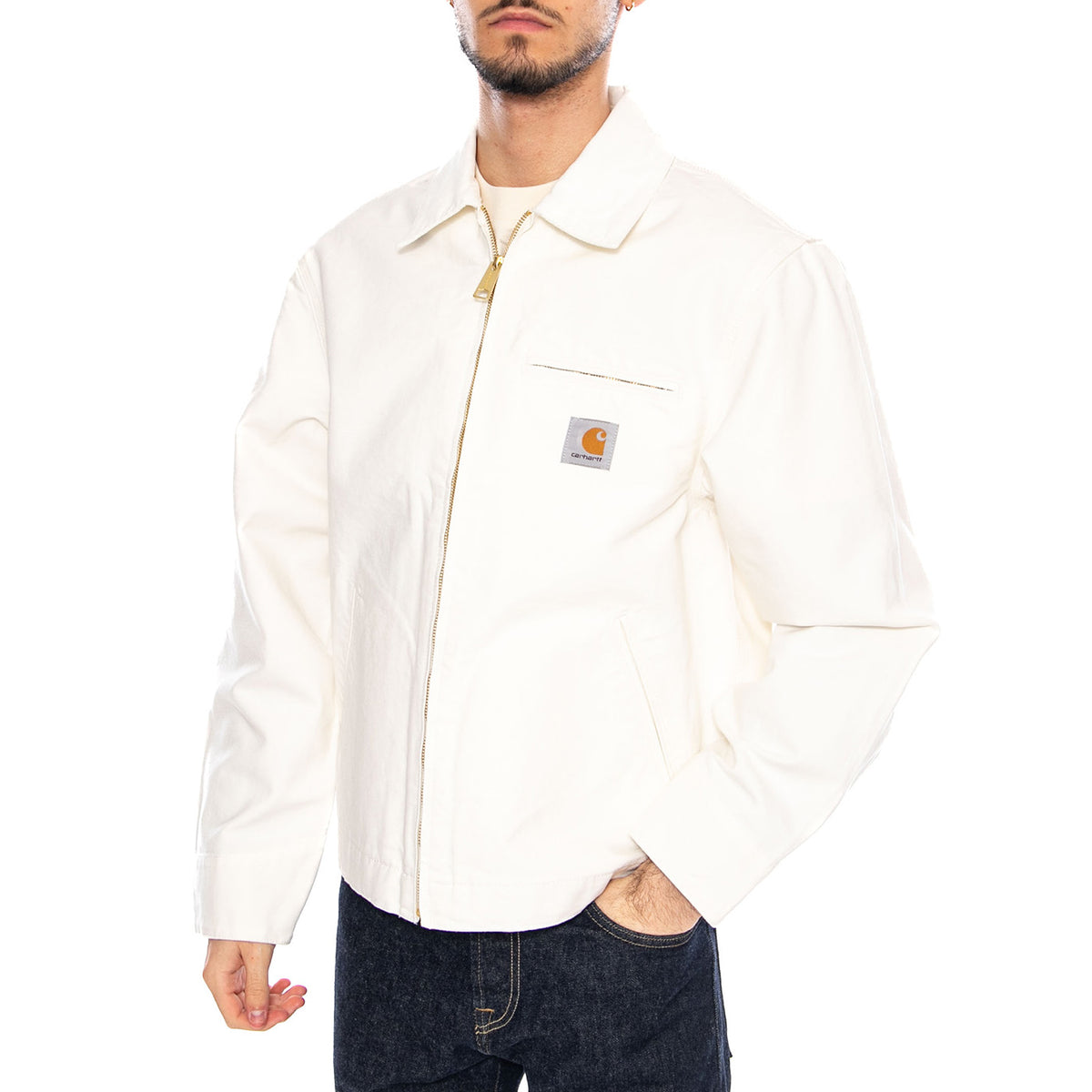 Detroit Jacket Wax / Waz - Giacca con Zip Uomo Bianca I033112 0DJ02 CARHARTT WIP 