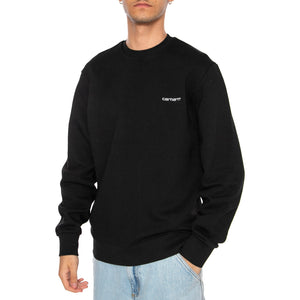SCRIPT EMBROIDERY SWEAT BLACK / WHITE - Felpa Girocollo Uomo Nera I034496 0D2XX CARHARTT WIP 