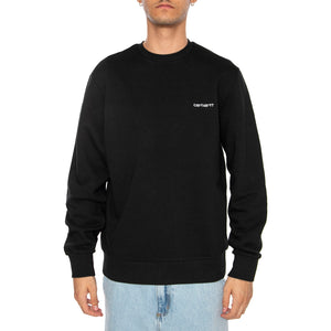 SCRIPT EMBROIDERY SWEAT BLACK / WHITE - Felpa Girocollo Uomo Nera I034496 0D2XX CARHARTT WIP 