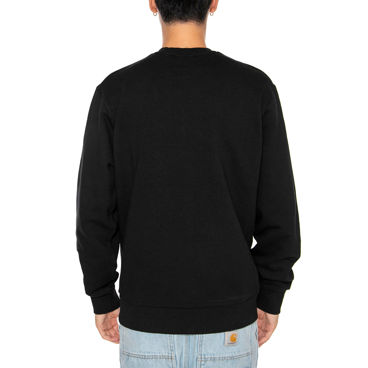 SCRIPT EMBROIDERY SWEAT BLACK / WHITE - Felpa Girocollo Uomo Nera I034496 0D2XX CARHARTT WIP 