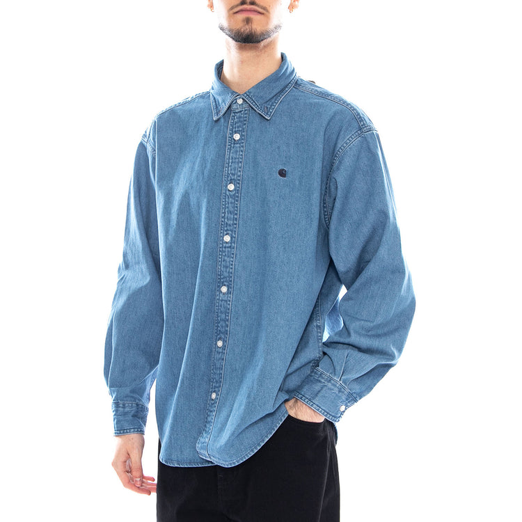 L/S Lucas Shirt - Camicia Uomo Blu I034525 0106 CARHARTT WIP 