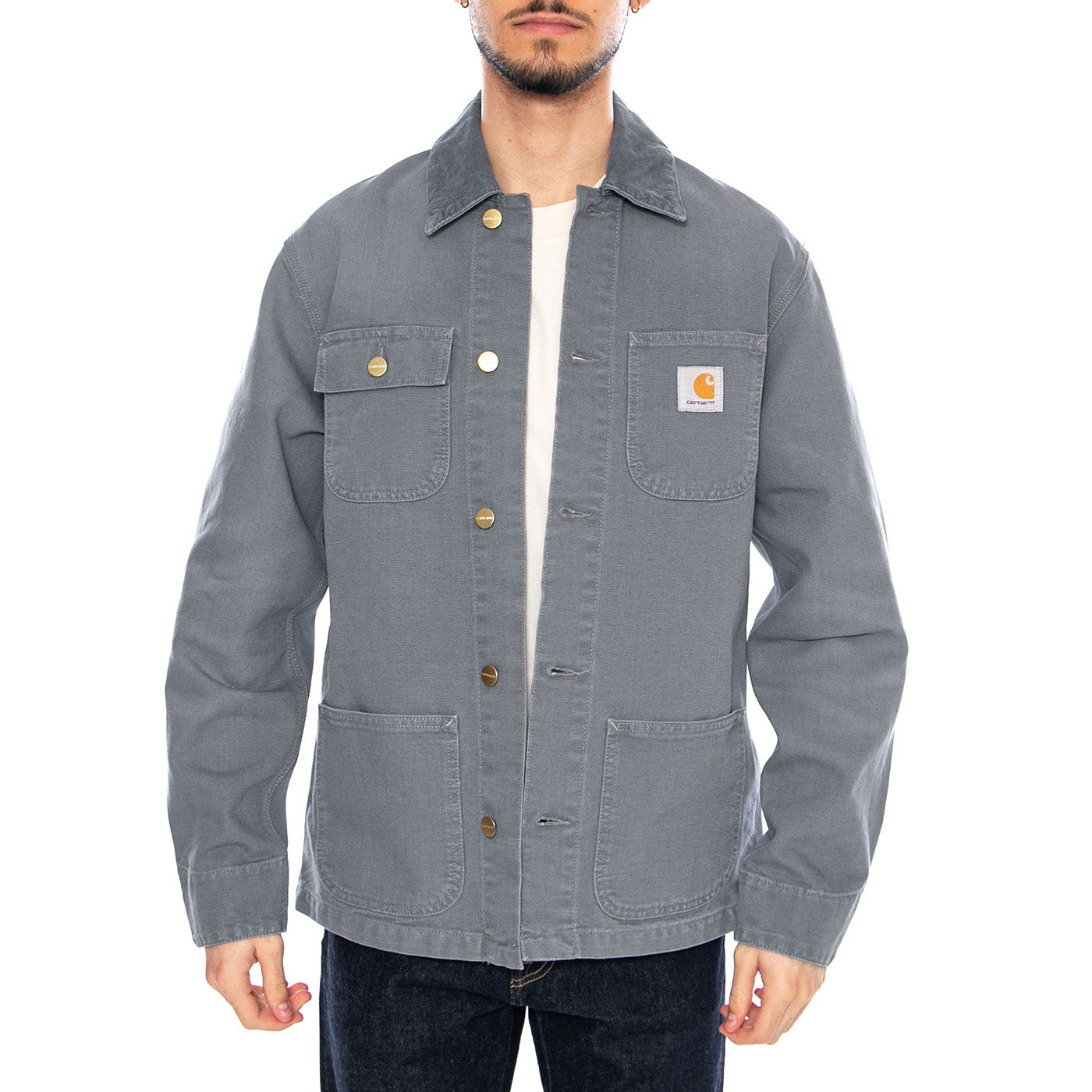 Michigan Coat Cozy Blue / Cozy Blue - Giacca con Bottoni Uomo Blu I034787 3MC4O CARHARTT WIP 