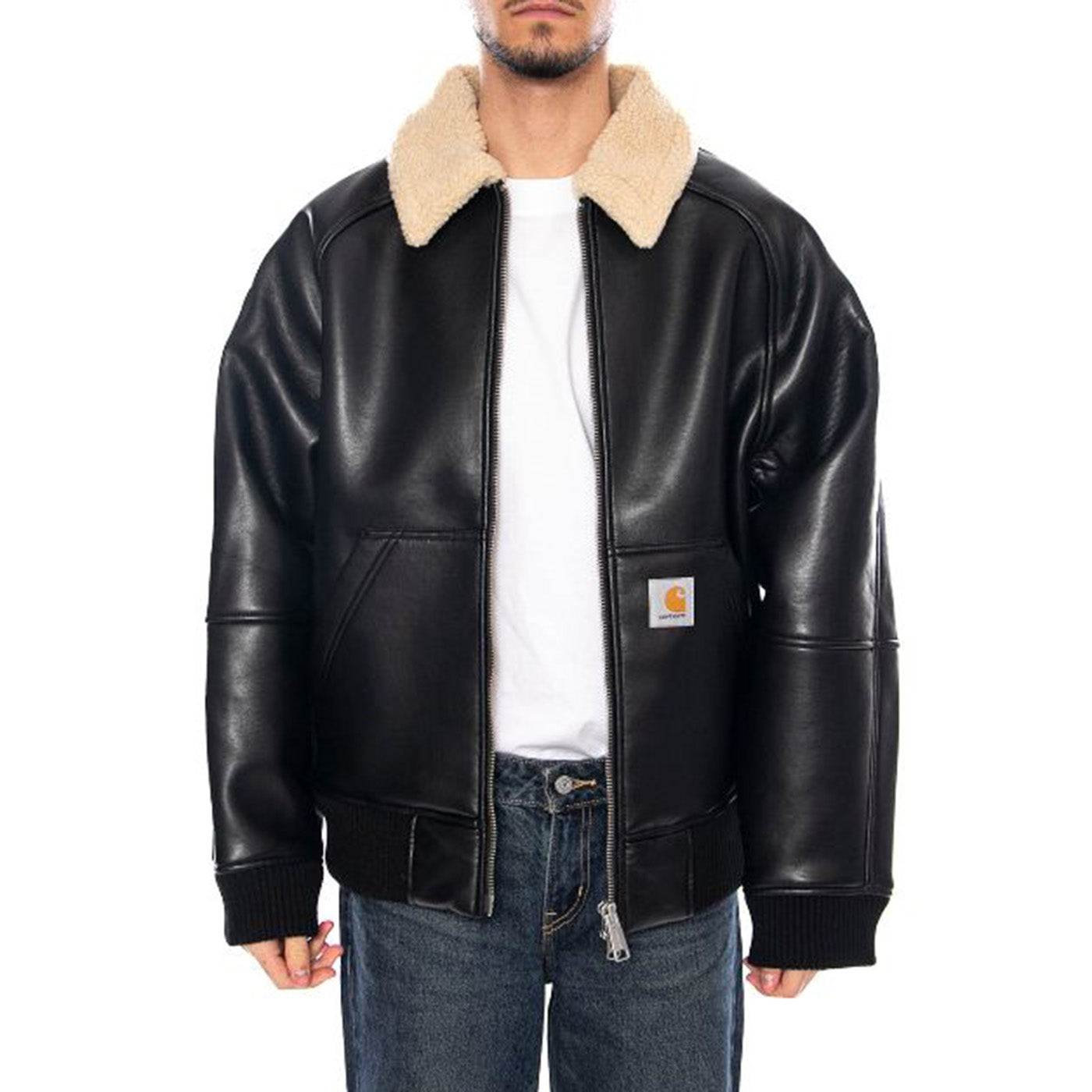 SHEPTON JACKET BLACK / NATURAL - Giacca Uomo Nera I035974 1LMXX CARHARTT WIP 