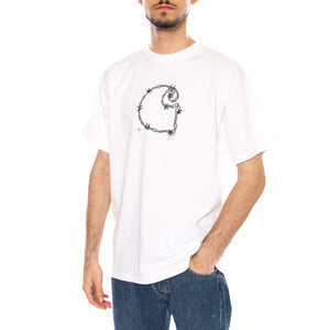 S/S BARBWIRE C T-SHIRT - Maglietta Girocollo Uomo Bianca I036237 02XX CARHARTT WIP 