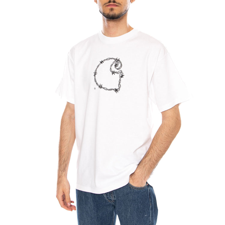 S/S BARBWIRE C T-SHIRT - Maglietta Girocollo Uomo Bianca I036237 02XX CARHARTT WIP 