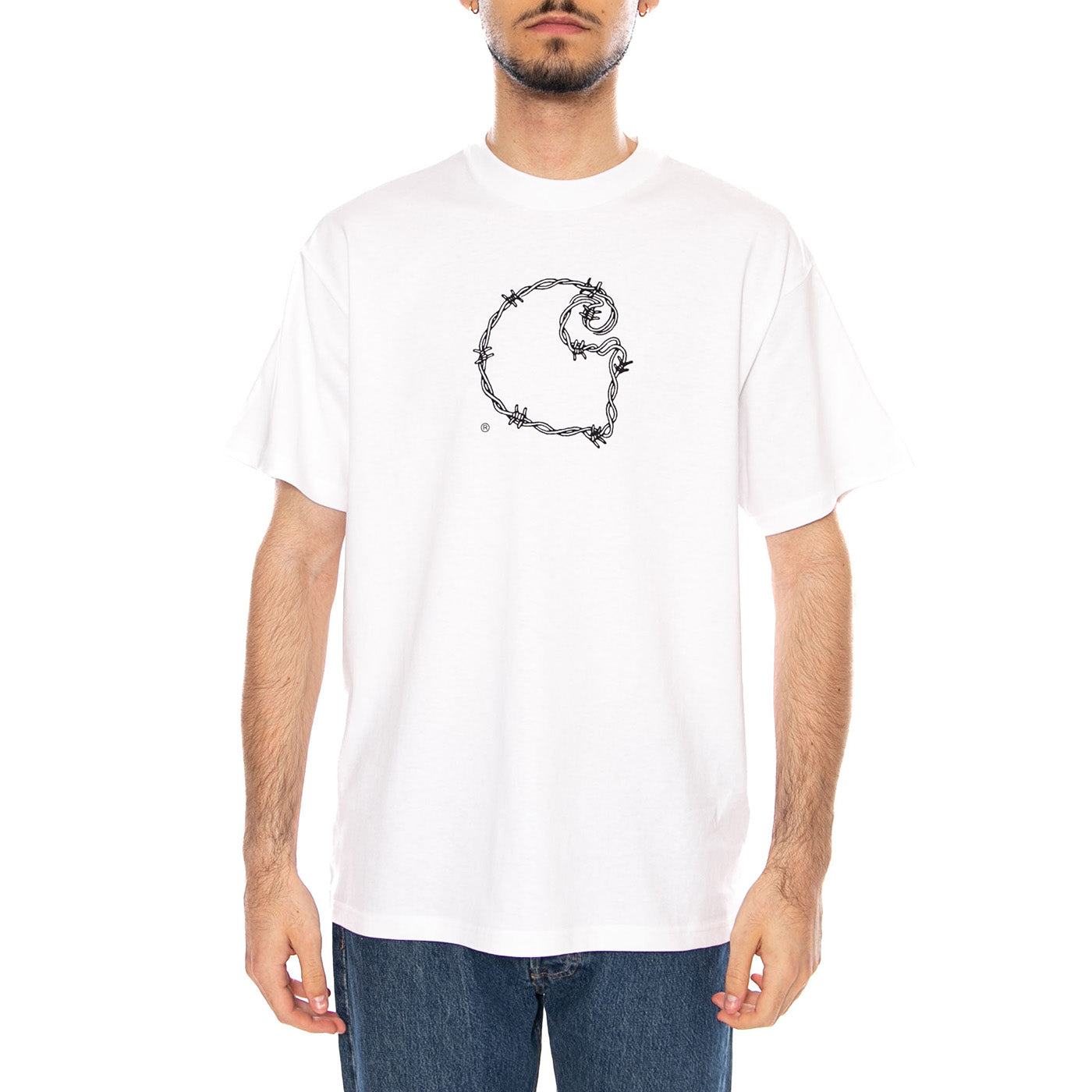 S/S BARBWIRE C T-SHIRT - Maglietta Girocollo Uomo Bianca I036237 02XX CARHARTT WIP 
