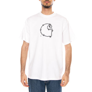 S/S BARBWIRE C T-SHIRT - Maglietta Girocollo Uomo Bianca I036237 02XX CARHARTT WIP 