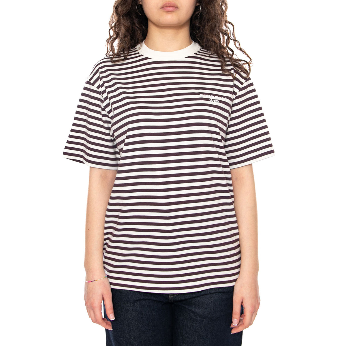 W' S/S Ezra T-Shirt Ezra Stripe, Cozy Purple - Maglietta Girocollo Donna Multicolore I036343 3KTXX CARHARTT WIP 