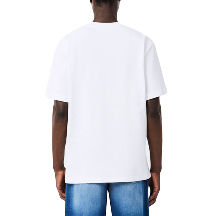 T-SHIRT WHITE - Maglietta Girocollo Uomo Bianca con Logo Lacoste a Contrasto TH0876 001 LACOSTE 