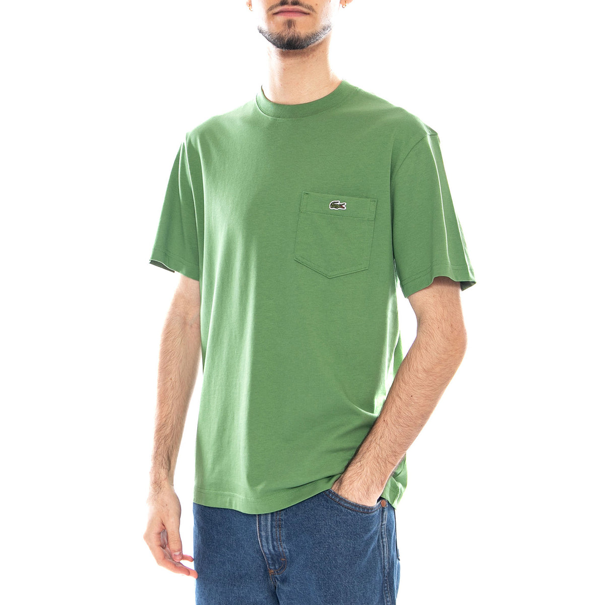 T-Shirt - Maglietta Girocollo Lacoste con Taschino Uomo Verde TH2827 02M LACOSTE 