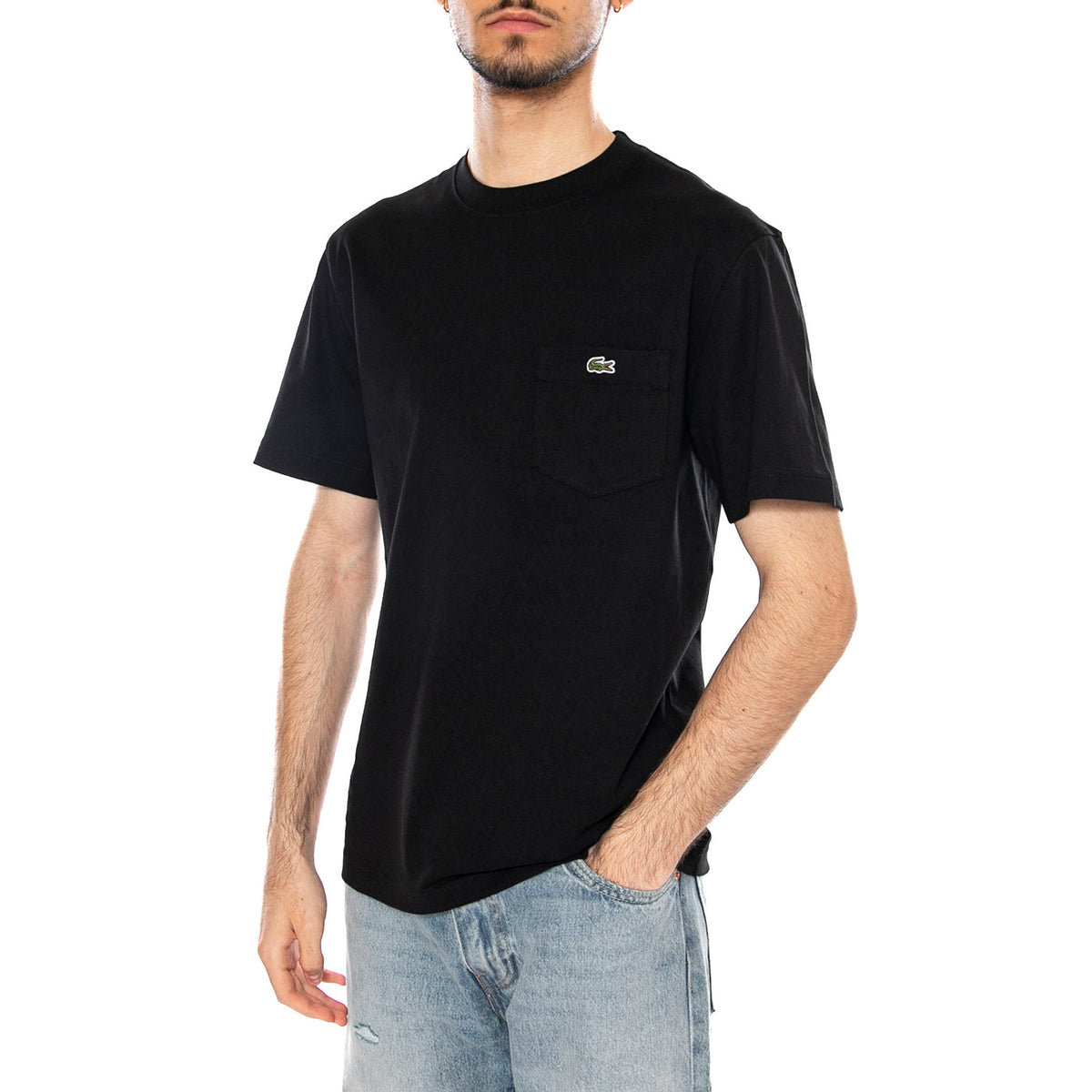 T-SHIRT BLACK - Maglietta Girocollo Uomo Nera TH2827 031 LACOSTE 