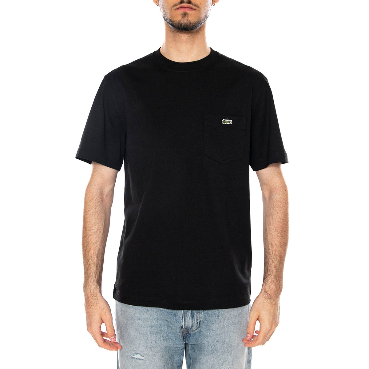 T-SHIRT BLACK - Maglietta Girocollo Uomo Nera TH2827 031 LACOSTE 