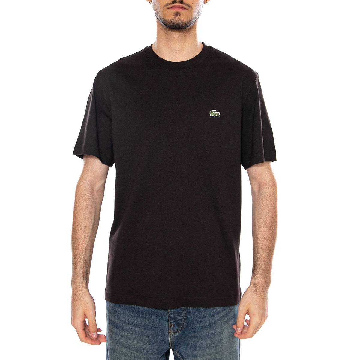 T-SHIRT BLACK - Maglietta Maniche Corte Uomo Nera TH7318 3LA LACOSTE 