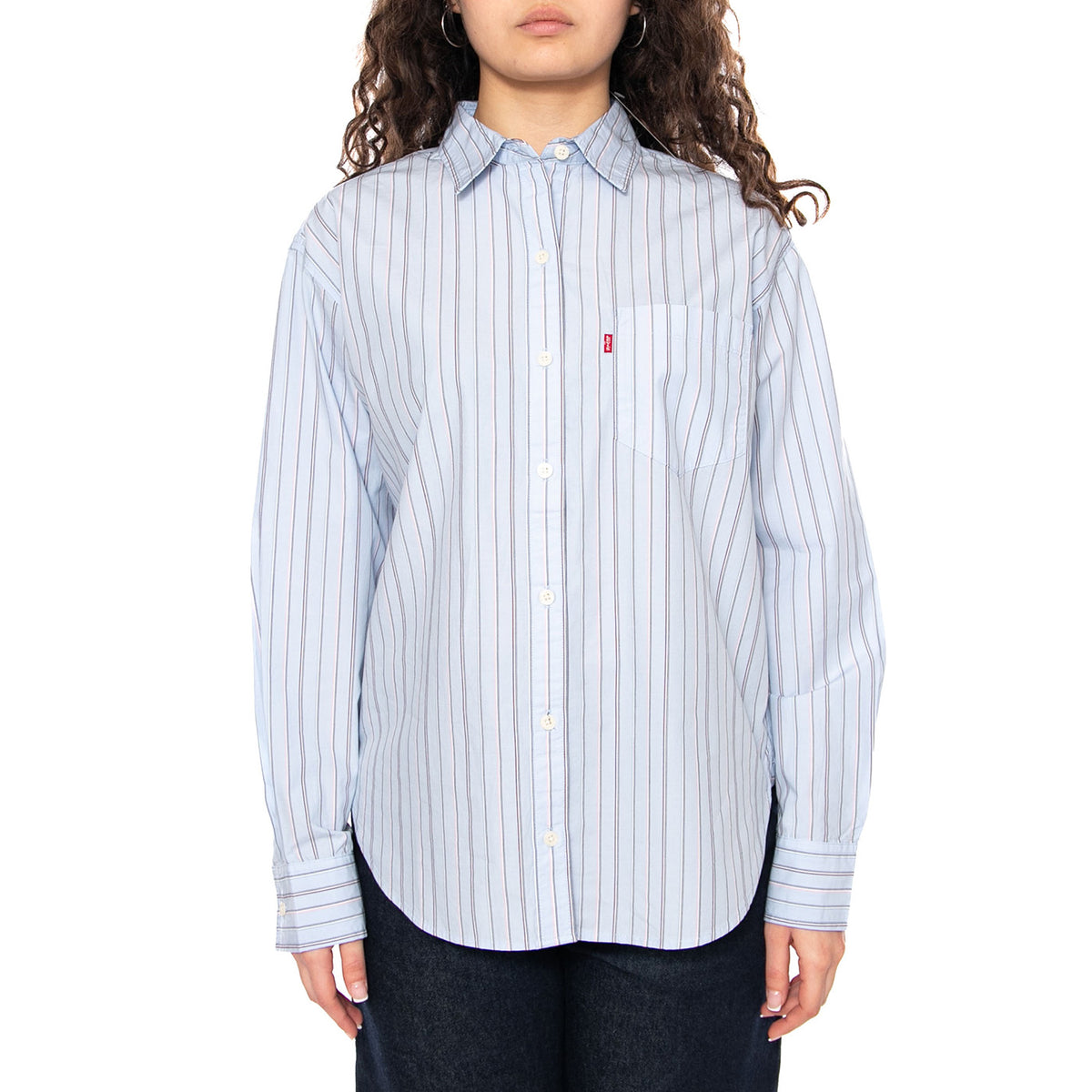 Harlie Boyfriend Shirt - Amari Stripe Chambray Blue 1 Poplin - Camicia Donna Blu 001HM 0014 LEVIS 