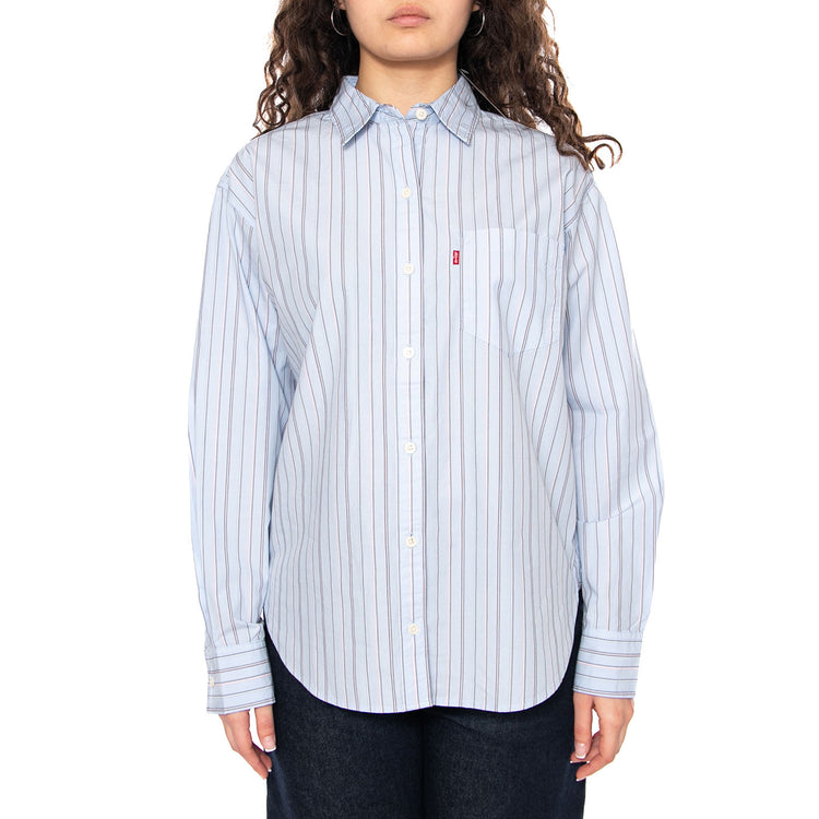 Harlie Boyfriend Shirt - Amari Stripe Chambray Blue 1 Poplin - Camicia Donna Blu 001HM 0014 LEVIS 