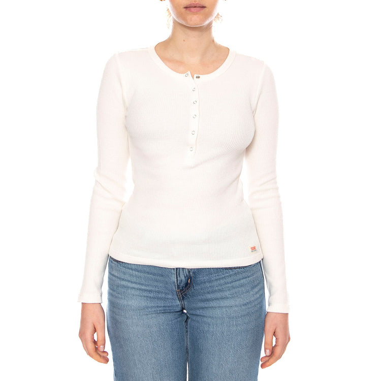 Dry Goods Henley Waffle - Gardenia - Maglietta Maniche Lunghe Donna Bianca 003PY 0000 LEVIS 