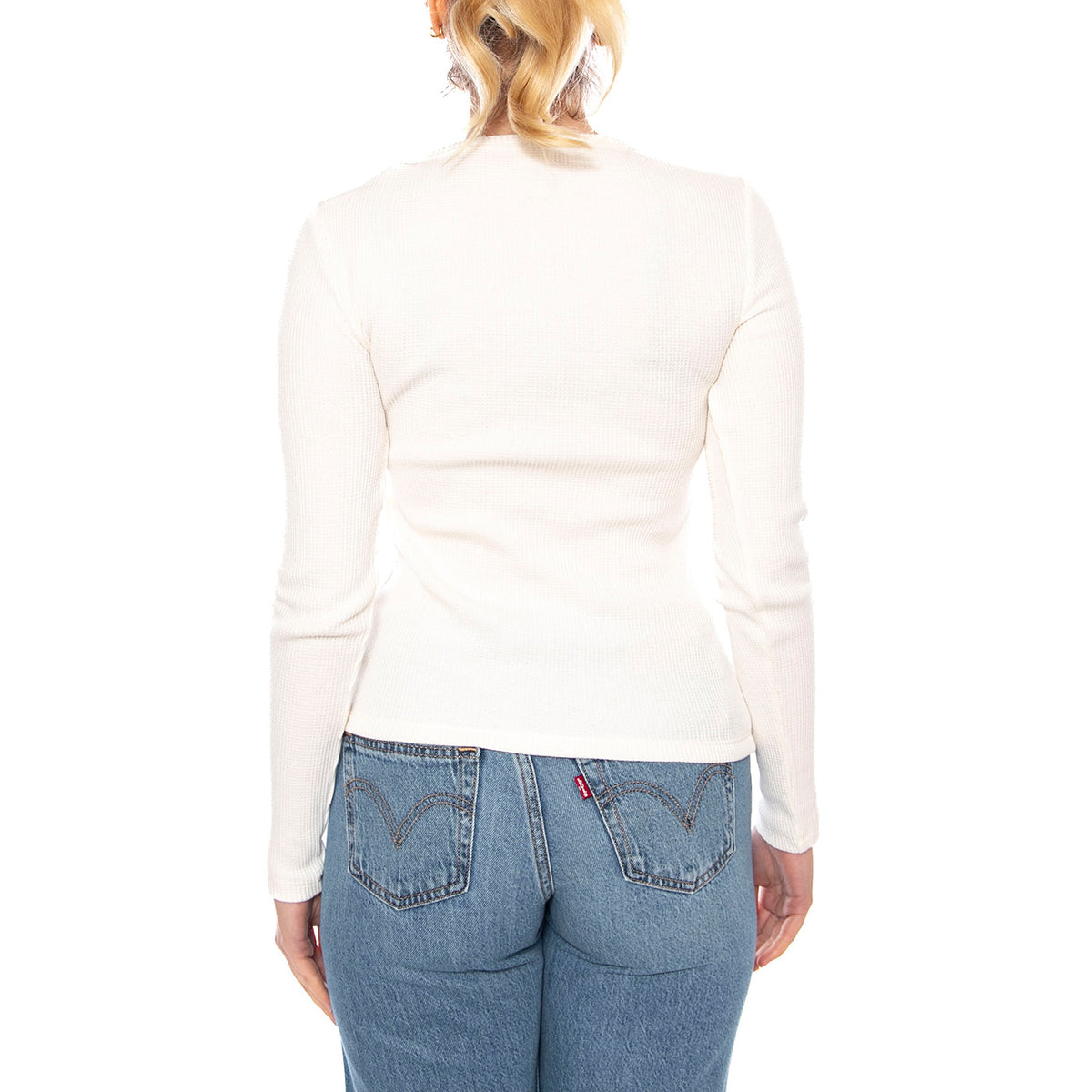 Dry Goods Henley Waffle - Gardenia - Maglietta Maniche Lunghe Donna Bianca 003PY 0000 LEVIS 