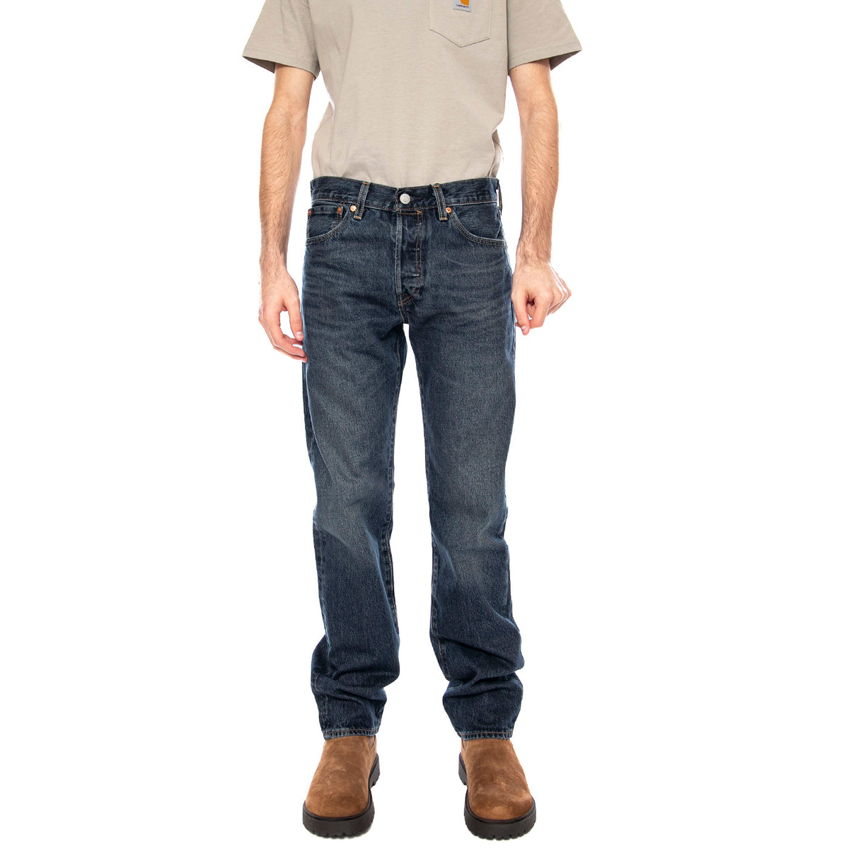 501® Levi's® Original - Chill White - Denim Jeans Uomo Blu Scuro 00501 3852 LEVIS 