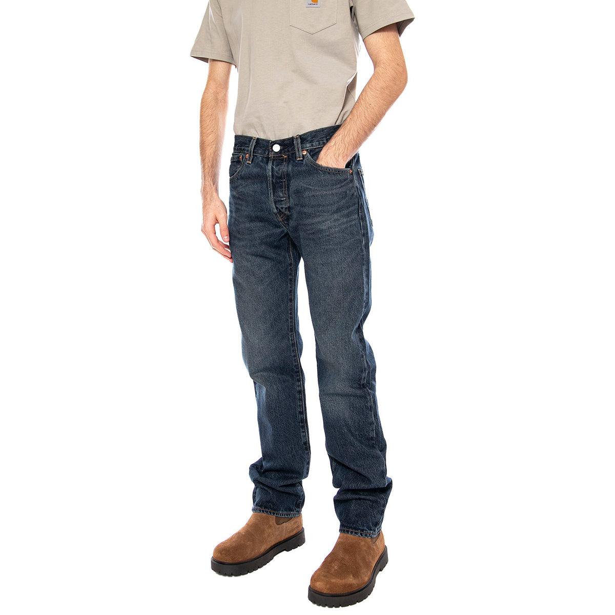 501® Levi's® Original - Chill White - Denim Jeans Uomo Blu Scuro 00501 3852 LEVIS 