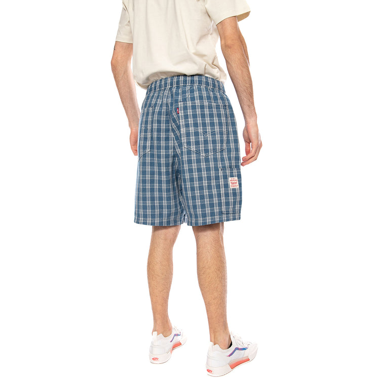 PULL-ON WORK SHORT SUMMER CHECK MED INDIGO - Bermuda Uomo Blu a Scacchi 005A0-0000 MIG LEVIS 