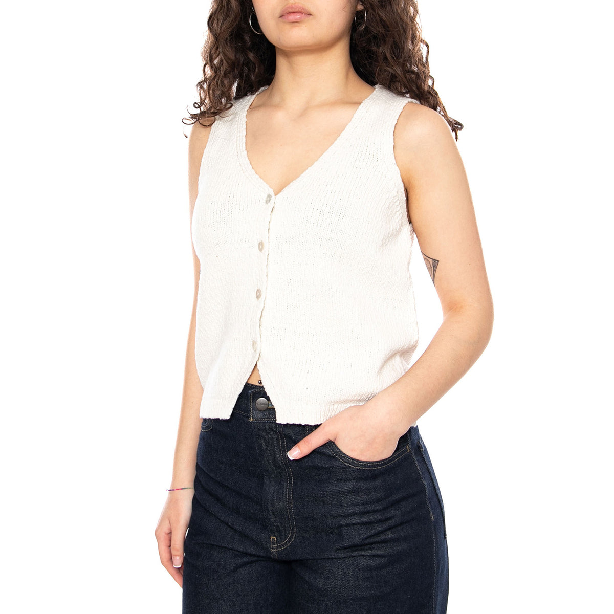 Helen Mini Boucle Vest - Tofu Cotton - Gilet Donna Bianco 005AB 0000 LEVIS 