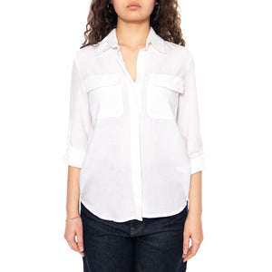 Elaine Utility Shirt - Bright White Cotton Linen - Camicia Donna Bianca 005NJ 0002 LEVIS 